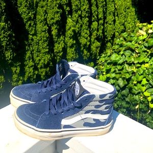 Vans High tops navy blue with white stripes